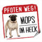 MOPS Pug Pfoten Weg Kleiner Auto Aufkleber Hundeaufkleber REFLEKTIEREND Reflective SiviwonderHundeaufkleber REFLEKTIEREND Reflective