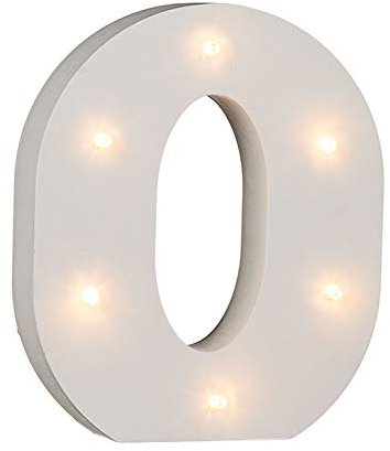 Out of the Blue 57/6088 - Holz Buchstabe O beleuchtet mit 6 LED Lichtern, batteriebetrieben, ca. 16 cm