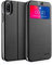 doupi FlipCase für iPhone X/Xs 5,8 Zoll, Deluxe Schutzhülle mit Sichtfenster Magnet Verschluss Klappbar Book Style Aufstellbar Ständer, schwarz