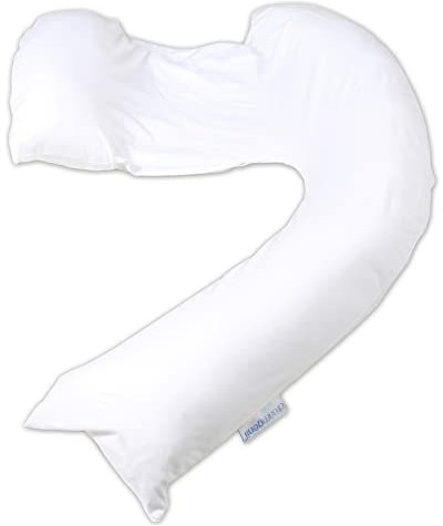 DreamGenii Pregnancy Support and Feeding Pillow, White Cotton Jersey, One Size