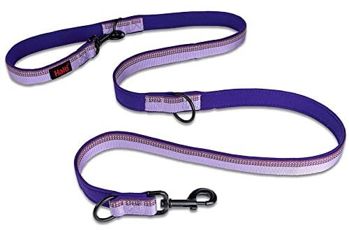 HALTI Multifunktionsleine – Trainingsleine mit Neoprenpolsterung, 3M-Reflektorgewebe und einstellbare Längenoptionen. Geeignet für mittelgroße & große Hunde (Größe L, Lila)