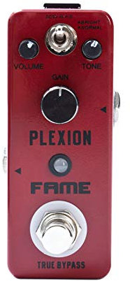 Fame Effektgerät Gitarre, Overdrive Pedal E-Gitarre, Verzerrer mit 2 Modes Bright und Normal, Gitarrenenffekt mit True Bypass Switch, LEF-324 Plexion