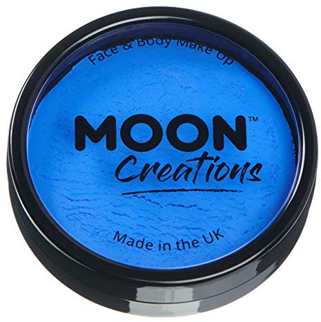 Moon Creations Maquillage professionnel visage et corps | Moules à gâteaux professionnels avec peinture colorée pour maquillage | pour enfants, adultes, festival, Halloween, bleu royal, 36 g