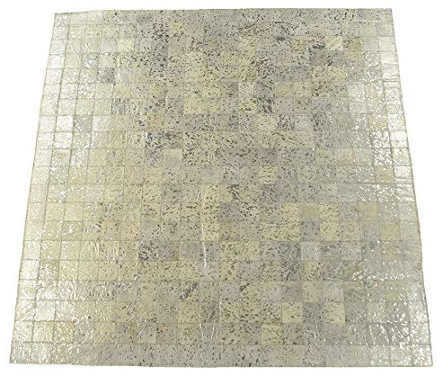 generisch KUHFELL Teppich Silber GRAU Devore Patchwork METALLIC Effekt CA. 200 x 200 cm Fell Teppich