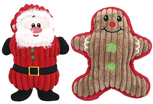 Takefuns Quietschendes Hundespielzeug mit Weihnachts-Motiv, kleines Haustier-Spielzeug, Welpenkauspielzeug, Hirsch, Weihnachtsmann, Plüsch-Spielzeug, Weihnachtsdekoration, Tischdekoration