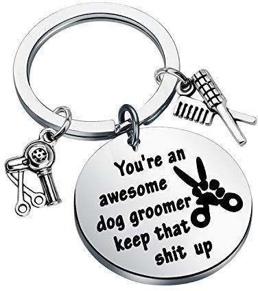 WSNANG Hunde-Friseur-Schlüsselanhänger mit Aufschrift „You 're an Awesome Dog Groomer Keep That Shit Up“