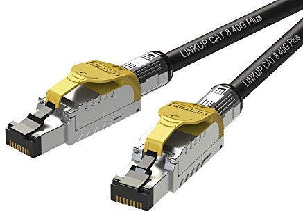 LINKUP - [GHMT & DSX8000 Certificado Cable de Conexión Ethernet Cat8 S/FTP 22AWG Cable Sólido Blindado Doble┃2000MHz 2GHz 40Gbps┃5ª Gen Ethernet LAN Red Cables de Estructura┃Negro┃5m (16.5 pies)