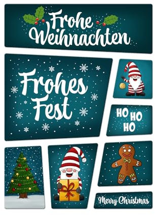 Weihnachten Kühlschrankmagnete im 8er Set im Comic Stil Wichtel Christbaum