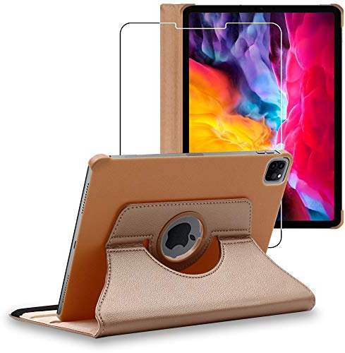 ebestStar - Coque pour iPad Air (2020) 10.9, iPad Air 4 Apple, Etui Rotatif 360, Housse Protection PU Cuir, Or/Doré + Verre Trempé