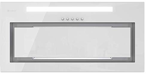 GLOBALO Hotte aspirante de cuisine encastrable, ventilateur plat, filtre à graisse, hotte sous plan avec éclairage, verre trempé, largeur 60 cm, éclairage LED 5W, Senturo 60.3 White, Blanc
