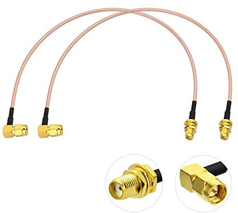 Bingfu SMA Female Bulkhead Mount to SMA Male Right Angle RG316 Antenna Extension Cable 12 inch 30cm 2-Pack Compatible with 4G LTE Router RTL SDR Receiver