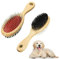 Wooden Double Sided Dog Brush - Pet Hair Grooming Tool With Pin and Soft Bristles for Dogs & Cats With Long or Short Hair - Red