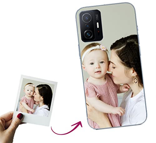 Mookase Funda para XIAOMI 11T Personalizada para tu móvil con Foto Imagen o Texto, Carcasa Personalizable, Gel Flexible, Trasparente, Regalo Original, Antigolpes y Silicona