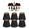 6 Stück E14 Flachs Kerze Kronleuchter Lampenschirm Wandleuchte Pendelleuchte Lampenschirme, Clip On High Light Transmission Kronleuchter Lampenschirm, Schwarz (15x9x12,5cm/5,9x3,5x4,9 Zoll)