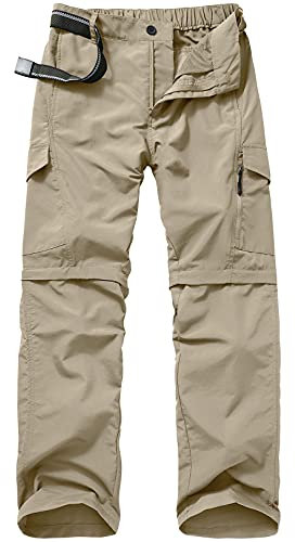 Jessie Kidden Hiking Walking Trousers Men,Quick Dry Convertible Lightweight Breathable Waterproof Outdoor Fishing Work Zip Off Cargo Pants #6088 Khaki-34