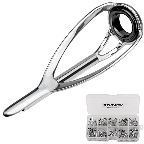 THKFISH Angelrute Reparatur Set Spitzenring Stipprute Tip Tops 50 Stück Ersatz-Kit für Angelrutenspitzen 10 Größen-B-Silver