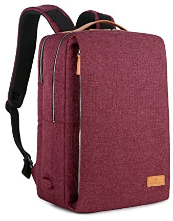 Nordace Siena Sac à dos pour ordinateur portable de 15,6 pouces pour homme et femme avec port de charge USB, étanche, pour quotidien, voyage, travail, Rouge, 19L US