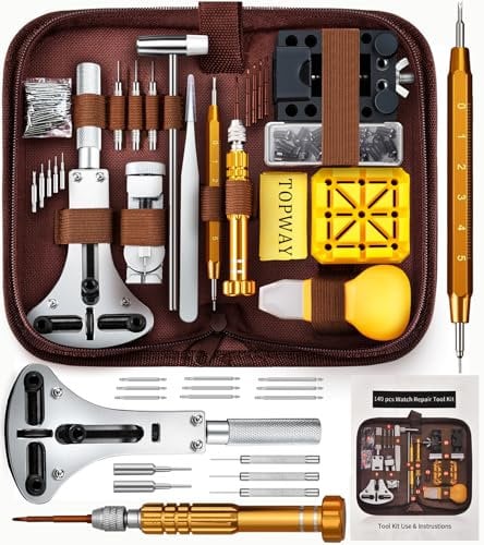 Professional Watch Repair Tool Set: 149 in 1 Watch Repair Gift Kit for Battery Replacement, Link Removal, Band Adjustment with Caser Opener Link Remover Spring Bars Watch Pins