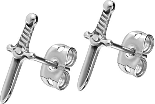 FILANGO 1 Paar Titan Ohrstecker SCHWERT Ohrring Schmuck Silberfarben