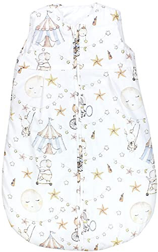 TupTam Baby Ganzjahresschlafsack 2.5 TOG, OEKO-TEX zertifiziert, wattiert, Unisex, atmungsaktiv, Farbe: Tiere im Zirkus/Beige, Größe: 62-74