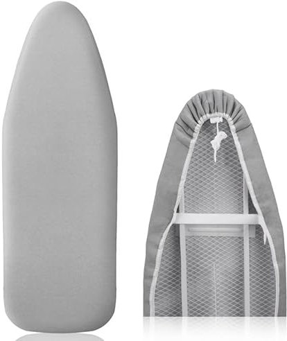 Pottwal Housse de Planche à Repasser Haut de Gamme pour Un Repassage Rapide et Facile, Adaptée aux Fers à Vapeur, Gris Argent, 38-45cm x 130-140cm (Taille XXL)