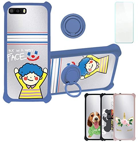 Aroepurt Coque pour Klipad Smartphone 5,0” 4G LED Coque Compatible avec Klipad Smartphone 5,0” 4G LED Coque Étui [avec Trempé 9H Protection D'écran] Case Support de Bague PC + Silicone DYL-Face