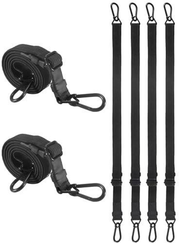 Lot de 4 tendeurs réglables à mousqueton de 61 cm avec résistance à la rupture maximale de 86,2 kg – Réglables de 45,7 cm à 61 cm, sangles élastiques à mousqueton plat super larges avec crochets en