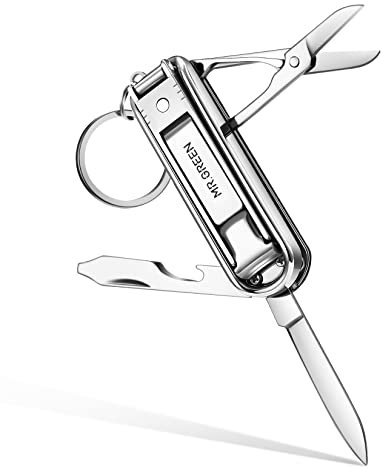 MR.GREEN Multifunctional Nail Clippers Stainless Steel Six Functions Nail Cutter Nail Files Small Knife Scissors (Large)