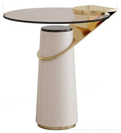 SilteD Kleiner Tisch, runder Beistelltisch, Edelstahl, Glas, Arbeitsplatte, Dekoration, Couchtisch, Schlafzimmer, Nachttisch, Wohnzimmertische Present