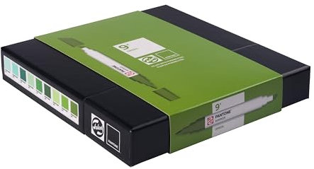 Talens | Pantone Set di 9 Marcatori Green | Penna a Doppia Punta con Pennello e Punta a Scalpello | Inchiostro Pigmentato a Base d'Acqua nei Colori Pantone