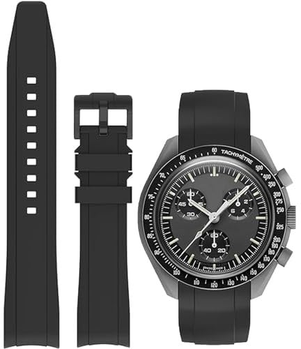 Niziruoup Bracelets Montre Silicone Extrémité incurvée 22mm, Pas de Gap, Souple Bracelet de Rechange incurvé sans lacunes Bracelets de Remplacement pour Hommes Femmes,Noir/Boucle noire 22mm