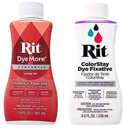 Rit DyeMore - Tinte de fibra líquida sintética de 7 onzas para ropa, decoración y manualidades, rojo carreras con fijador de color