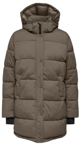 ONLY Damen ONLANN Premium Puffer Coat MID-Long OTW Mantel, Braun, XL