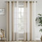 EMEMA Vorhänge mit Ösen Beige-Weiss Streifen Voile Gardinen Moderner Wohnzimmer 2er Set Stores Schals mit Ösenschal Halbtransparent Dekorieren Schlafzimmer Vorhang 140x260cm