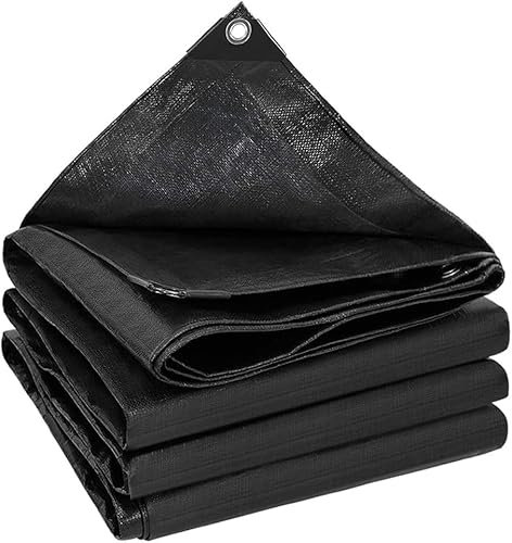 Heavy Duty Waterproof Tarpaulin 3m x 3m - Black Plastic Sheeting for Roofing, Decorating and Camping - Carpet Protector Roll and Garden Furniture Cover - VISSIPE SUPPLIES