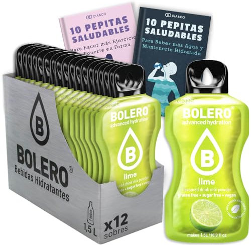 12 x Bebida Bolero LIMA Hidratante Sin Azucar (12x9 grs) + 20 Pepitas Saludables para una vida más sana by Cia&Co