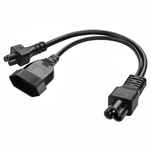 CERRXIAN 1 Fuß C6 auf C5 + Euro-Steckdose Y-Splitter-Stromkabel, IEC 320 C6-Stecker auf C5 + EU-Buchse AC-Konvertierungskabel