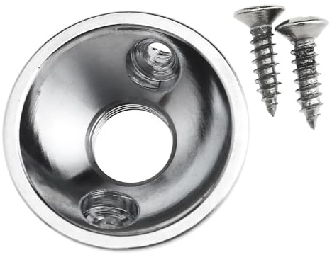 OTOTEC Placa de Toma Jack de Entrada para Guitarra Cromada Redonda O Telecaster con Tornillos Incluidos Plata