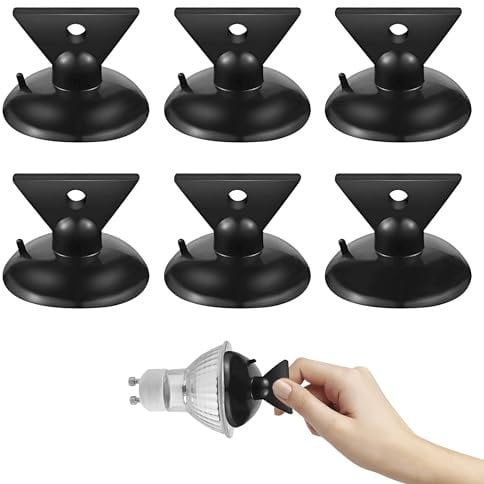 6PCS GU10 Removal Tool Black Small Suction Cups Practical Light Bulb Replacement Tool Removal Lamp Bulb Changer Sucker for Mini Replacement Tool Kits for Long Reach High Ceilings Window Suckers