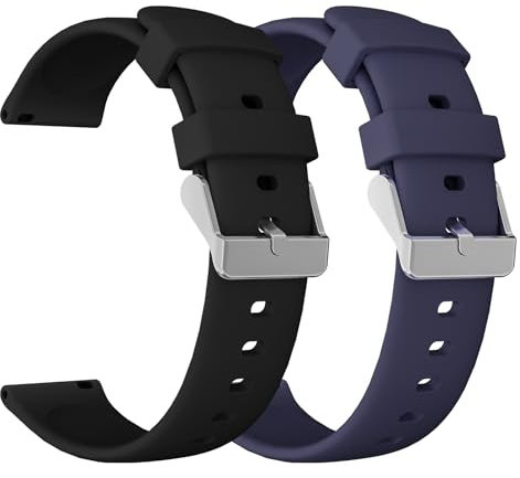 WalkerFit 2 unidades para reloj inteligente de 20 mm/22 mm, correa de repuesto de silicona de cierre rápido, compatible con relojes deportivos, 22mm