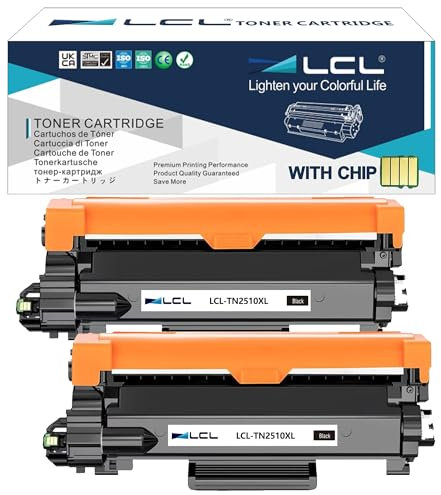LCL Kompatible Tonerkartusche TN2510 TN2510XL TN-2510 TN-2510XL 3000 Pages (2Schwarz) Ersatz für Brother HL-L2400DW,HL-L2400DWE,HL-L2445DW,HL-L2447DW,HL-L2865DW,DCP-L2620DW,DCP-L2627DW,DCP-L2627DWXL