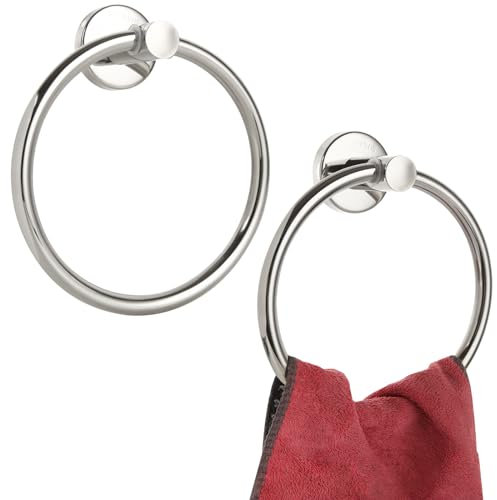 LOPYXBR 2 Stück Handtuchhalter Ring Edelstahl Handtuchring Silber Handtuchhalter Rund Handtuchhalter Edelstahl Gebürstet für Badezimmer Wohnzimmer Küche