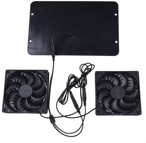 SMZhomeone Ventilador con energía solar, 12 V, 10 W, impermeable, doble extractor de aire para camping, caravana, yate, invernadero, caseta para perros, gallinero, ventilador
