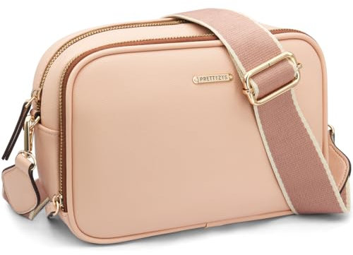 REETEE Borsa a Tracolla Donna Piccola Borsetta Tracolla Donna PU Pelle Crossbody Bag Donna, Borsa Donna Tracolla con Tracolla Larga Regolabile e Rimovibile (Rosa)