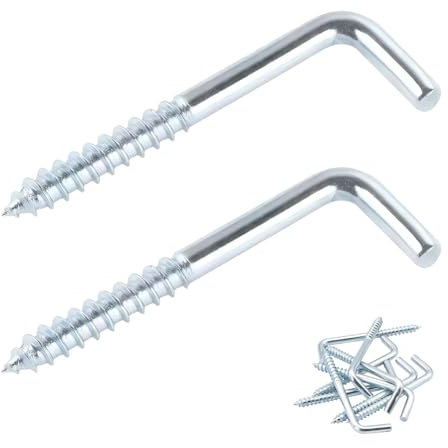 Ctyjia 20 Pezzi Ganci a Vite, Viti a Gancio a L, Gancio a Forma di L, viti ad Angolo Retto in Acciaio al Carbonio, per Appendere Oggetti, M3,8 x 50 mm
