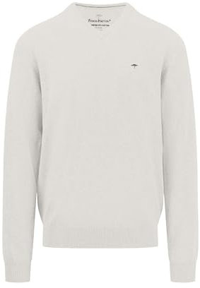 FYNCH-HATTON Herren Feinstrickpullover mit V-Ausschnitt, Winter White, 3XL