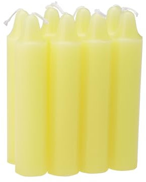 Ovaletta 8 Stück Stabkerzen Gelb, Kurze Stabkerzen, Tafelkerzen, Gelb Kerzen, Kerzen Gelb, Notfallkerzen, 2,1 x 10,8 cm