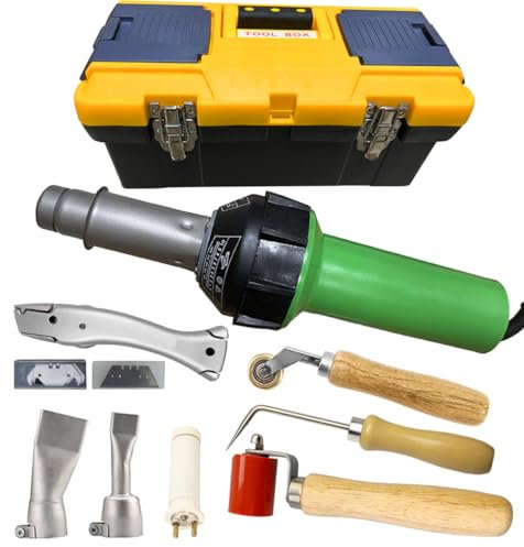 Seababyhouse 1600W Professional Hot Air Welder Gun Heat Gun Kit Plastic Welder Gun, PVC Roofing Flooring Vinyl PVC TPO Welding Repair Tool Set w/Roofing Seam Rollers Seam Tester Probe Welding Nozzle