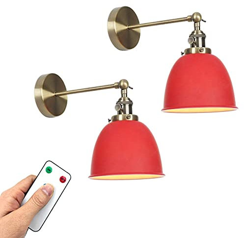 Aplique de pared LED regulable con control remoto, paquete de 2, bombillas recargables de 400 lúmenes incluidas, lámparas de pared decorativas para el hogar alimentadas por batería, inalámbricas,