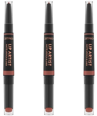 Catrice Lip Artist Matte Lipstick & Liner, Nr. 030, Orange, hochpigmentiert, farbintensiv, matt, vegan, ohne Parfüm, ölfrei, ohne Alkohol, 3er Pack (3x1.74g)